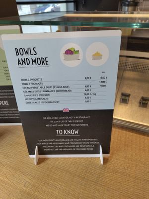 Menu at Vegami in Como