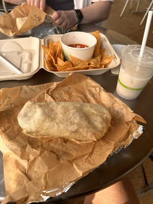 With chips and salsa   at Red Hot Mama's in Princeville