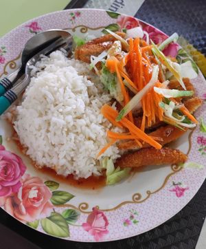 Thai Style Chicken with rice at He Hua Vegetarian 荷花素食 in Central Singapore