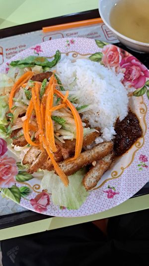 Thai-style chicken with rice at He Hua Vegetarian 荷花素食 in Central Singapore