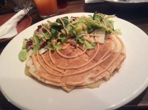 The Elvis Piadine, with tofu, banana and peanut butter drizzled atop! at VegANGELov  in Belgrade