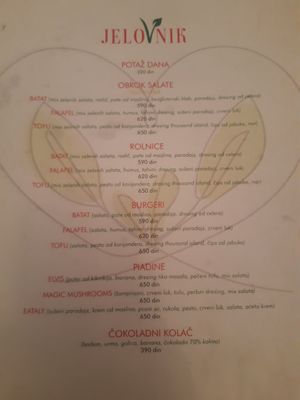 The menu #Veganuary at VegANGELov  in Belgrade