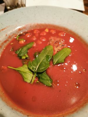 Beets and dried tomato soup at VegANGELov  in Belgrade