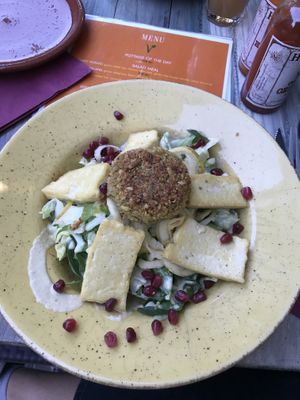 Tofu salad (with extra falafel for me)  at VegANGELov  in Belgrade