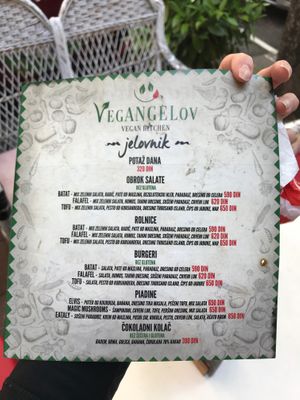Menu at VegANGELov  in Belgrade