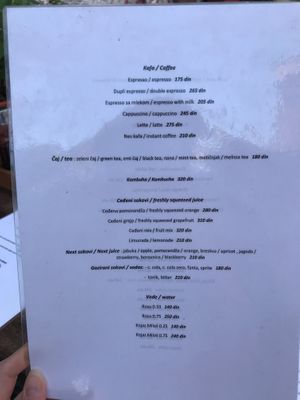 Drink menu at VegANGELov  in Belgrade