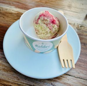 NETTLE AND BLACKBERRY ICE CREAM at VegANGELov  in Belgrade
