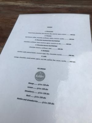Dessert menu at VegANGELov  in Belgrade