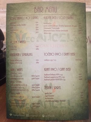 The current (fancy) menu. at VegANGELov  in Belgrade