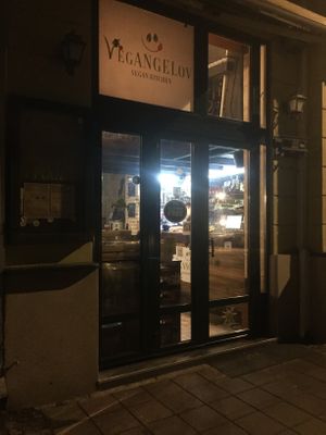 Outside at night. at VegANGELov  in Belgrade
