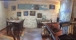 The seating upstairs. at VegANGELov  in Belgrade