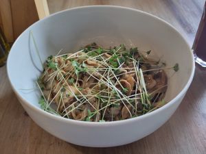 Mushroom noodles at VegANGELov  in Belgrade