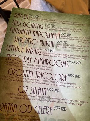 Menu  at VegANGELov  in Belgrade