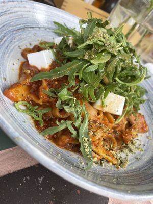 Spaghetti napoli  at VegANGELov  in Belgrade