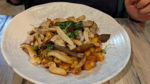 Mushroom with gnocchi at VegANGELov  in Belgrade