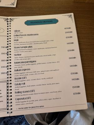 Menu as of September 2025 at VegANGELov  in Belgrade