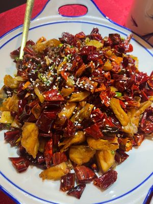 Sichuan Plant Based Chicken in Dried Chillies at River 川之源 in Hong Kong Island