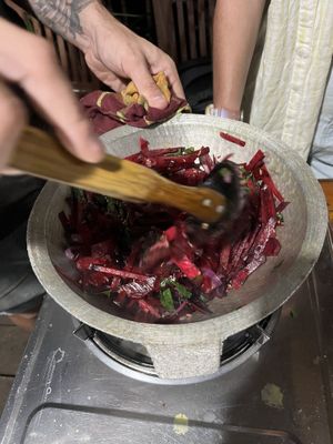 Beetroot curry  at Priya's Cooking School in Ella