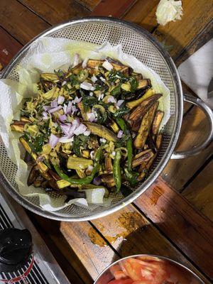 Eggplant saladd  at Priya's Cooking School in Ella