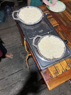 rotis in the making   at Priya's Cooking School in Ella