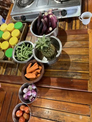 fresh veggies  at Priya's Cooking School in Ella
