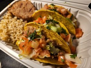 Vegan tacos! Made with refried beans. at Salt 2.0 in Torrington