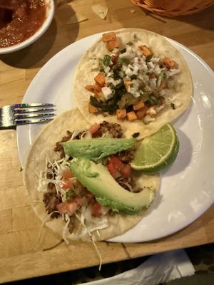 Impossible & sweet potato tacoo at Sancho Tacos in Breckenridge