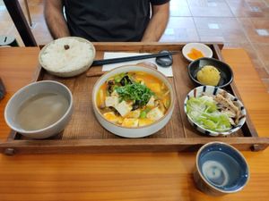 Tofu 'crab egg' set at Feng Wu Jiu -豐伍玖早午蔬食 in Tainan