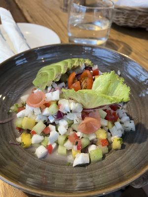 Vegan coconut ceviche  at Las Estrellas in Tulum