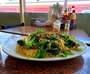 Fried Noodles with Tofu. at Thuong An lac in Honolulu