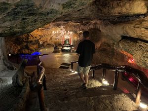 Stairs down to cave  at Alux Restaurante in Playa Del Carmen