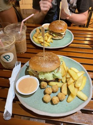 Burgers - ask for vegan cheese. And iced coffee  at Patcharee French Bakery in Ao Nang