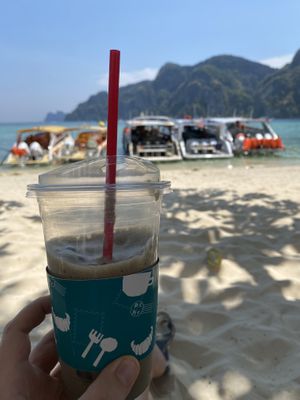 Hojicha by the sea!  at Patcharee French Bakery in Ao Nang