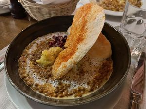 Vegan lentil Dahl   at La Ferme in Saas-fee