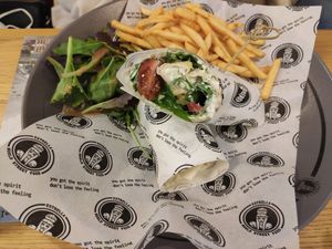 Vegetarian veggie wrap at Estrella Cosmos in Thessaloniki