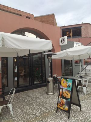 Exterior of the restaurant at Estrella Cosmos in Thessaloniki