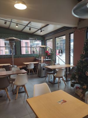 The inside of the restaurant at Estrella Cosmos in Thessaloniki