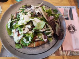 Vegan pizza with soy at Estrella Cosmos in Thessaloniki