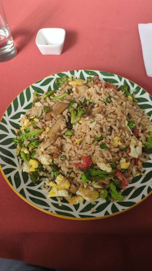 Arroz chaufa, gingery and delicious!! at Salud y Vida in Huaraz