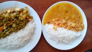 The main dishes (you can choose which one) at Salud y Vida in Huaraz