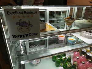 The Happy Cow sticker at the counter. #Veganuary at LN Fortunate Coffee in Shanghai