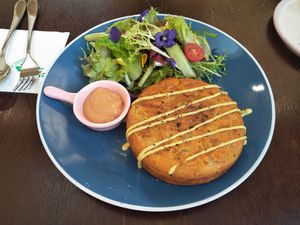 Vegan Spanish omelette at LN Fortunate Coffee in Shanghai