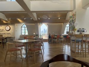 More views of inside space plus a small view of the outdoor patioo  at LN Fortunate Coffee in Shanghai