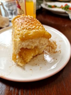 Hong Kong bun filled with coconut marzipan at LN Fortunate Coffee in Shanghai