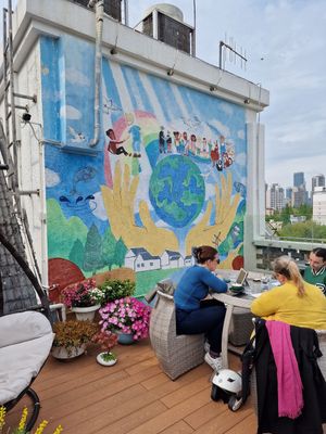 Outside at LN Fortunate Coffee in Shanghai