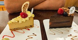 lemon cheesecake and chocolate mousse cake at LN Fortunate Coffee in Shanghai