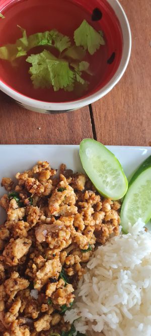 Hot Basil with Tofu at JaJa's Restaurant Thai Vegan in Koh Phangan