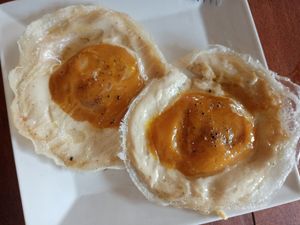 Homemade eggs (tofu, pumpkin) at JaJa's Restaurant Thai Vegan in Koh Phangan