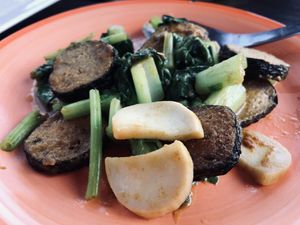 Stir fried fish with Curry powder   at JaJa's Restaurant Thai Vegan in Koh Phangan