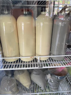 Jaja's house made sugarfree black sesame and soy milks!   at JaJa's Restaurant Thai Vegan in Koh Phangan